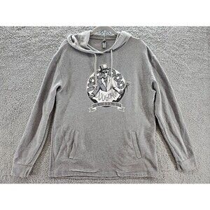 VooDoo Donuts Sweatshirt Mens Large Hoodie Sweater Magic Doughnut Hole Gray